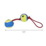 Load image into Gallery viewer, Dual Tennis Ball Knotted Bungee Cord Dog Toy

