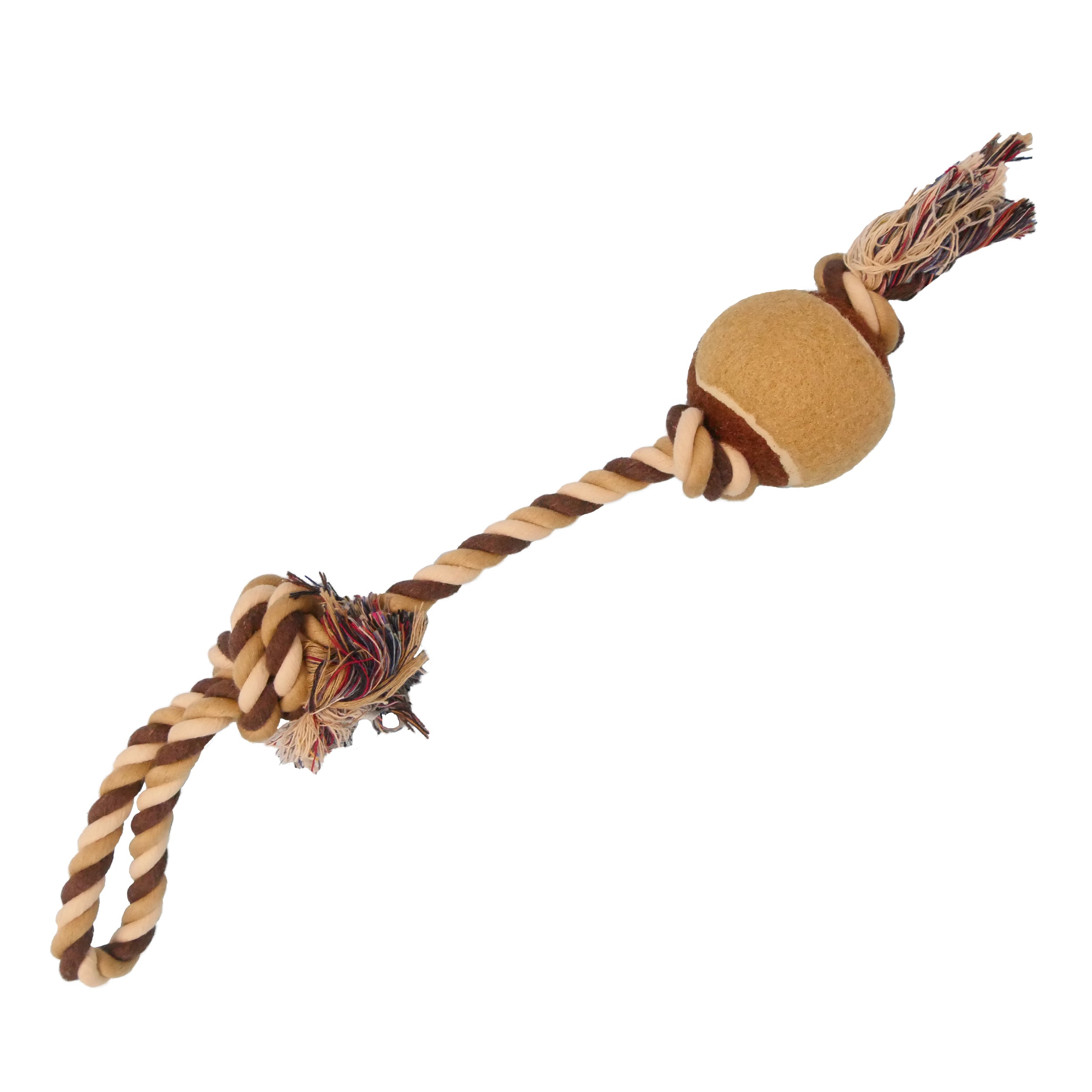 [Dog Toy] Twist Braided Knot with Tennis Ball Tug Toy 18.5"