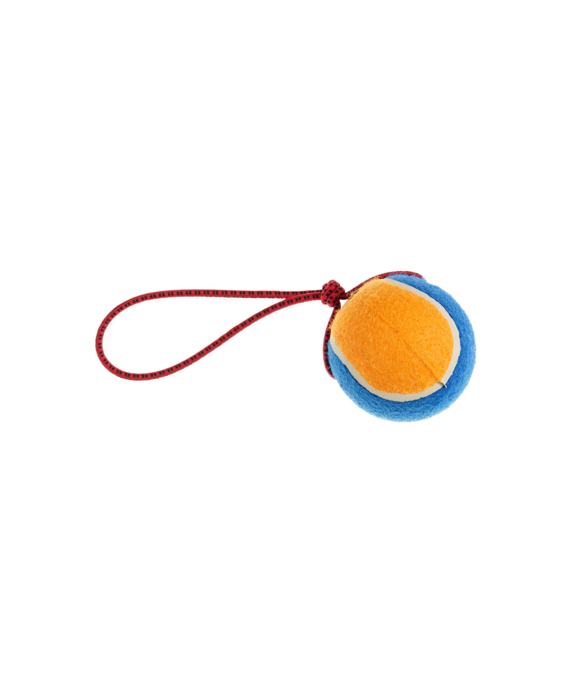 knotted rope dog toy with large tennis ball 4" diameter