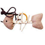 Load image into Gallery viewer, Burlap Woven Fish Skeleton Brown String With Ring Toy for Interactive play with Cats and Kittens
