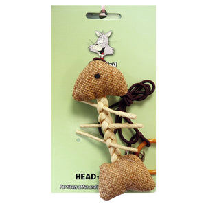 Burlap Woven Fish Skeleton Brown String With Ring Toy for Interactive play with Cats and Kittens