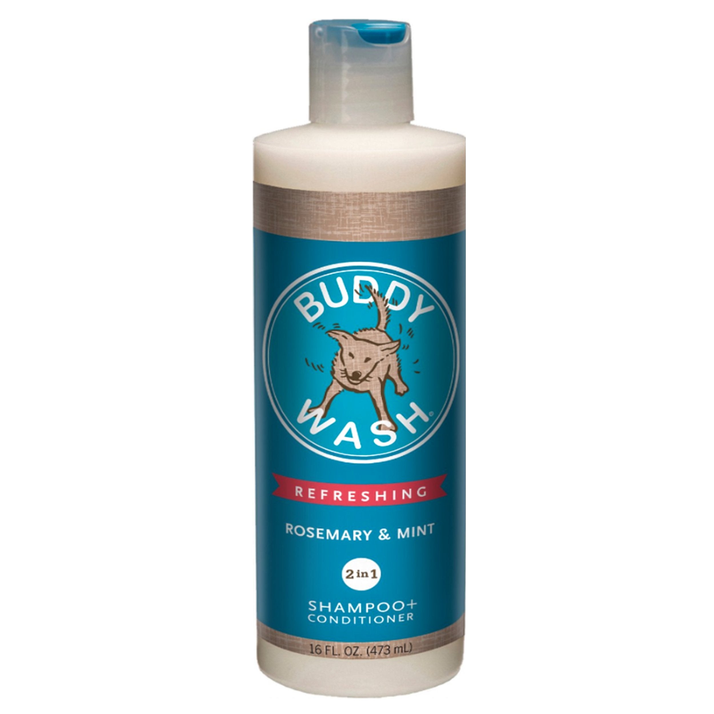 Buddy Wash Rosemary & Mint 2in1 Shampoo and Conditioner 16 fl oz for dogs Fresh and Clean Coat Softener Description Specially Formulated to Clean and Moisturize dogs coat and creates soothing bath experience and calming scent Refreshing feeling