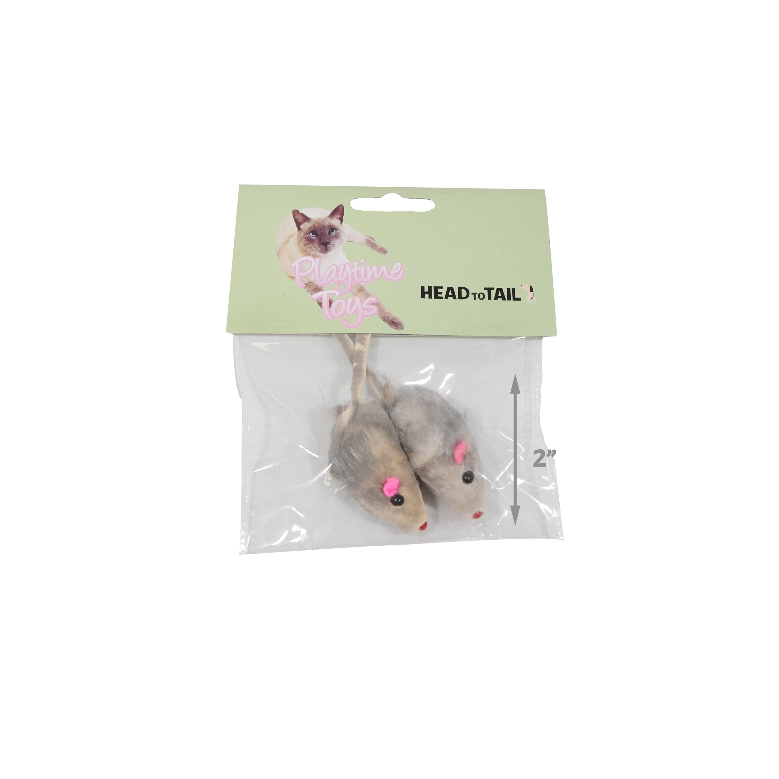 2-Piece Grey Mice Cat Toy Stuffed With Cotton