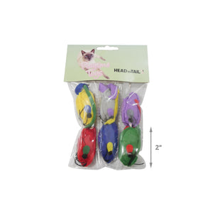 6-Piece Multi-Color Cotton Fabric Mice, Cat Toy