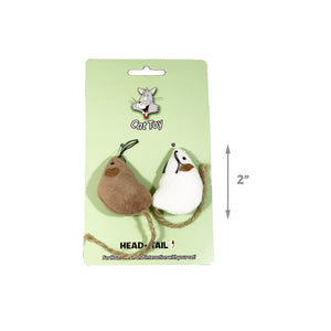 2-Piece White and Brown Catnip Ball Mouse Toy