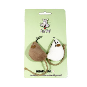 2-Piece White and Brown Catnip Ball Mouse Toy