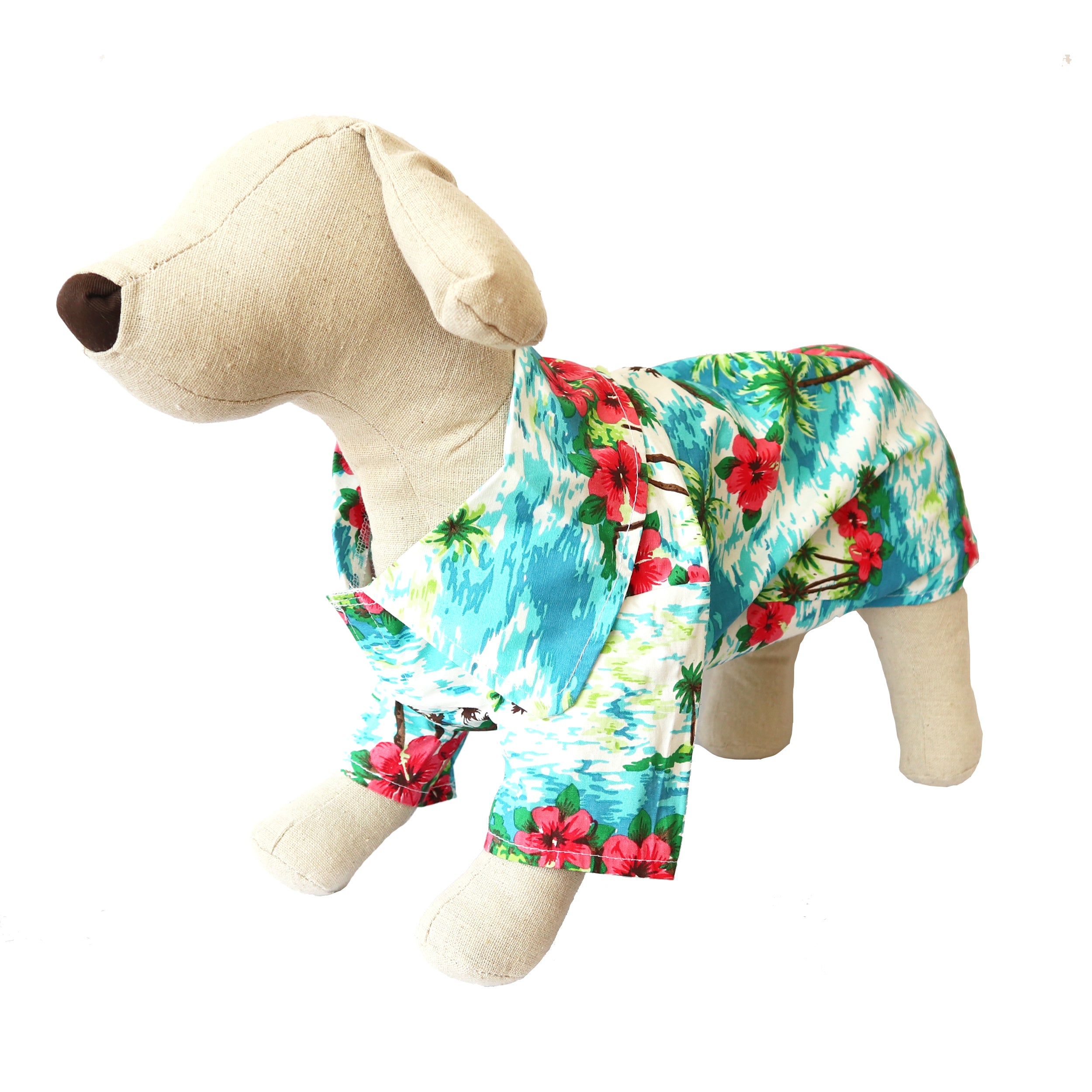 Casual Canine Tropical Blue and White Hawaiian Breeze Camp Shirt