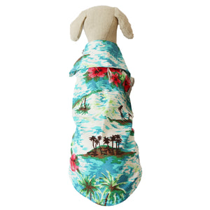 Casual Canine Tropical Blue and White Hawaiian Breeze Camp Shirt