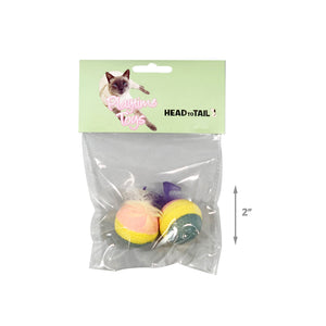2-Piece Sponge Ball With Feather Cat Toy