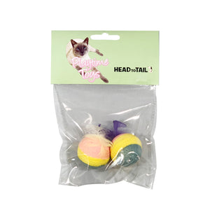 2-Piece Sponge Ball With Feather Cat Toy