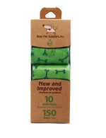 Load image into Gallery viewer, Best Pet Supplies 150 Waste Bags 10 Refill Rolls  New and Improved Fresh Scented, Fits all standard dispensers. Green Bags with Bone Pattern. 
