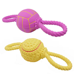 [Dog toy] 2-color rubber softball with two side handles