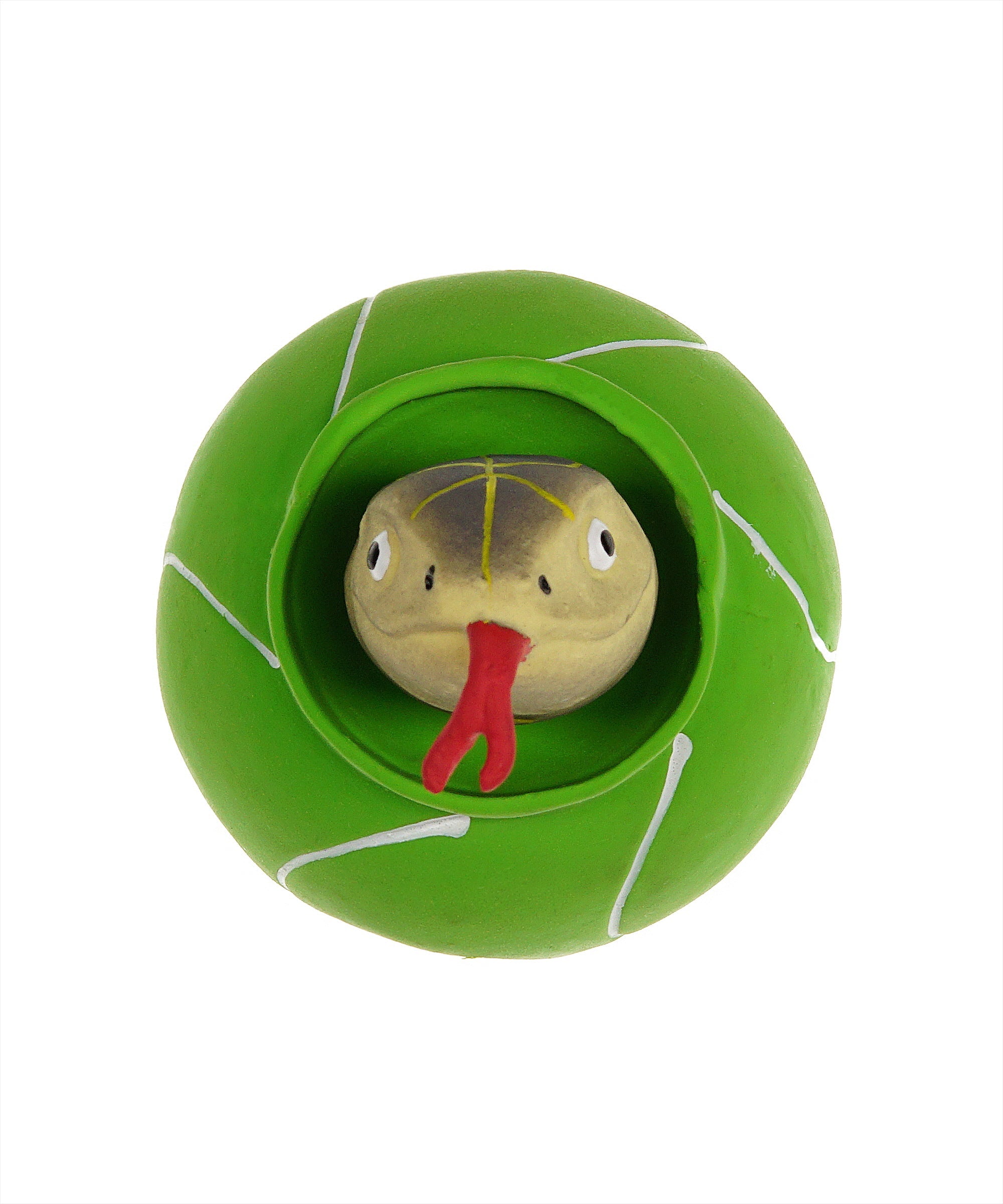 rubber tennis ball with pop up snake dog toy 3"