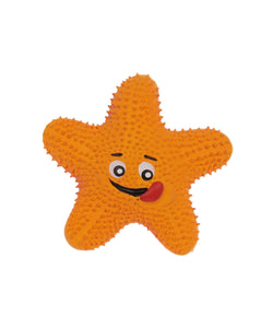 spiky orange rubber star fish dog toy 5"