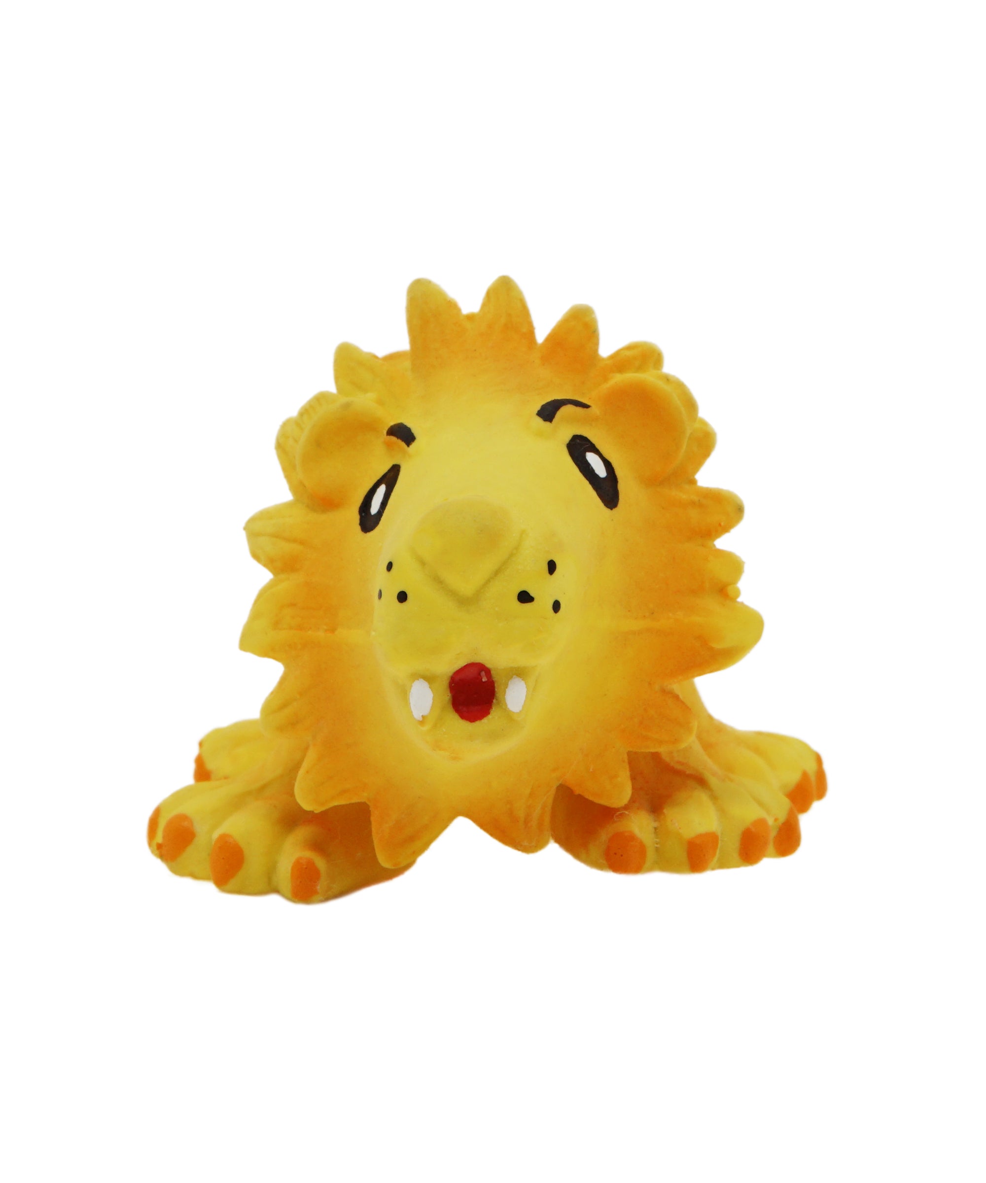 yellow rubber lion toy for dogs
