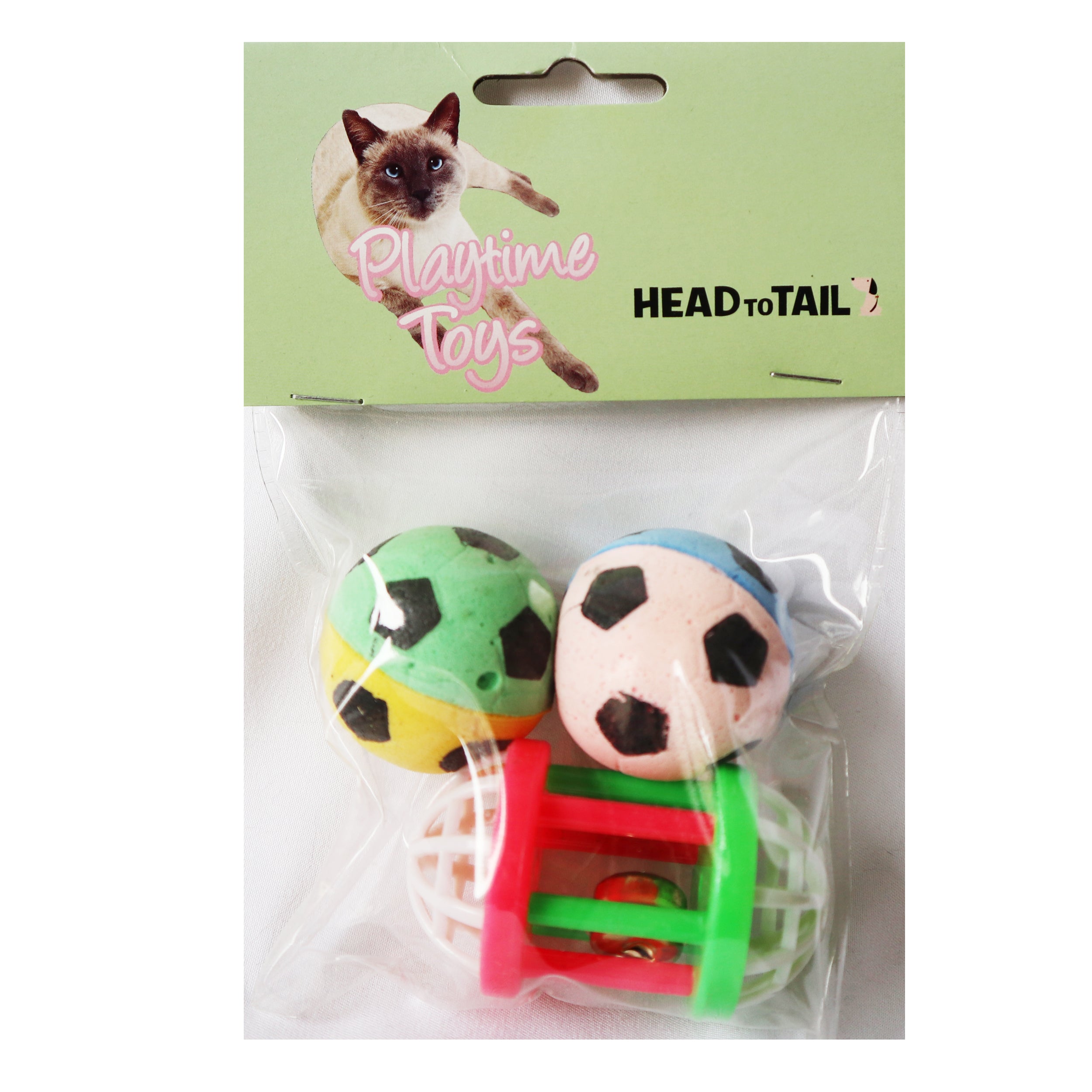 One Pack Of 3 Piece MultiColored 2 Soft Sponge Soccer Balls And One Bell ball Roller Toys for Cats Fun Interactive Cat Toys 