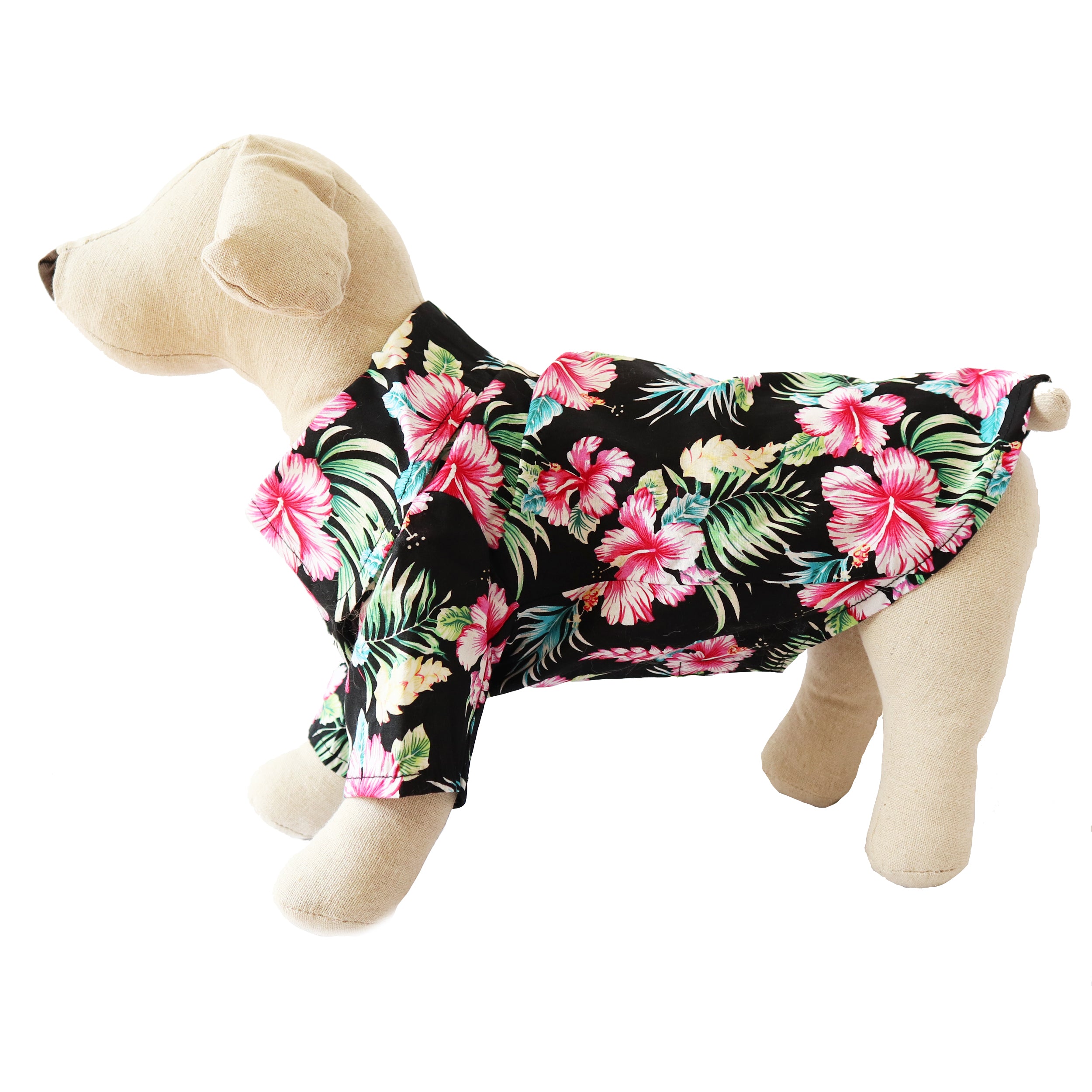 Casual Canine Black & Tropical Floral Hawaiian Breeze Camp Shirt