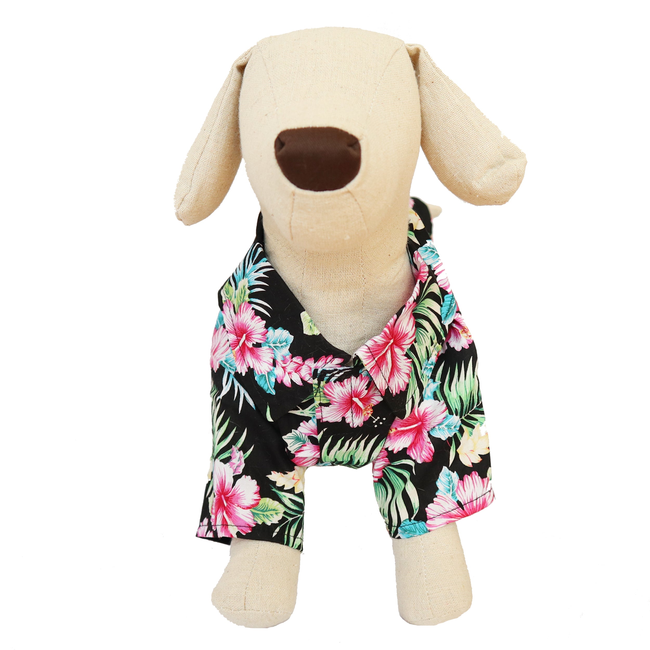 Casual Canine Black & Tropical Floral Hawaiian Breeze Camp Shirt