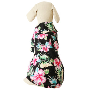 Casual Canine Black & Tropical Floral Hawaiian Breeze Camp Shirt