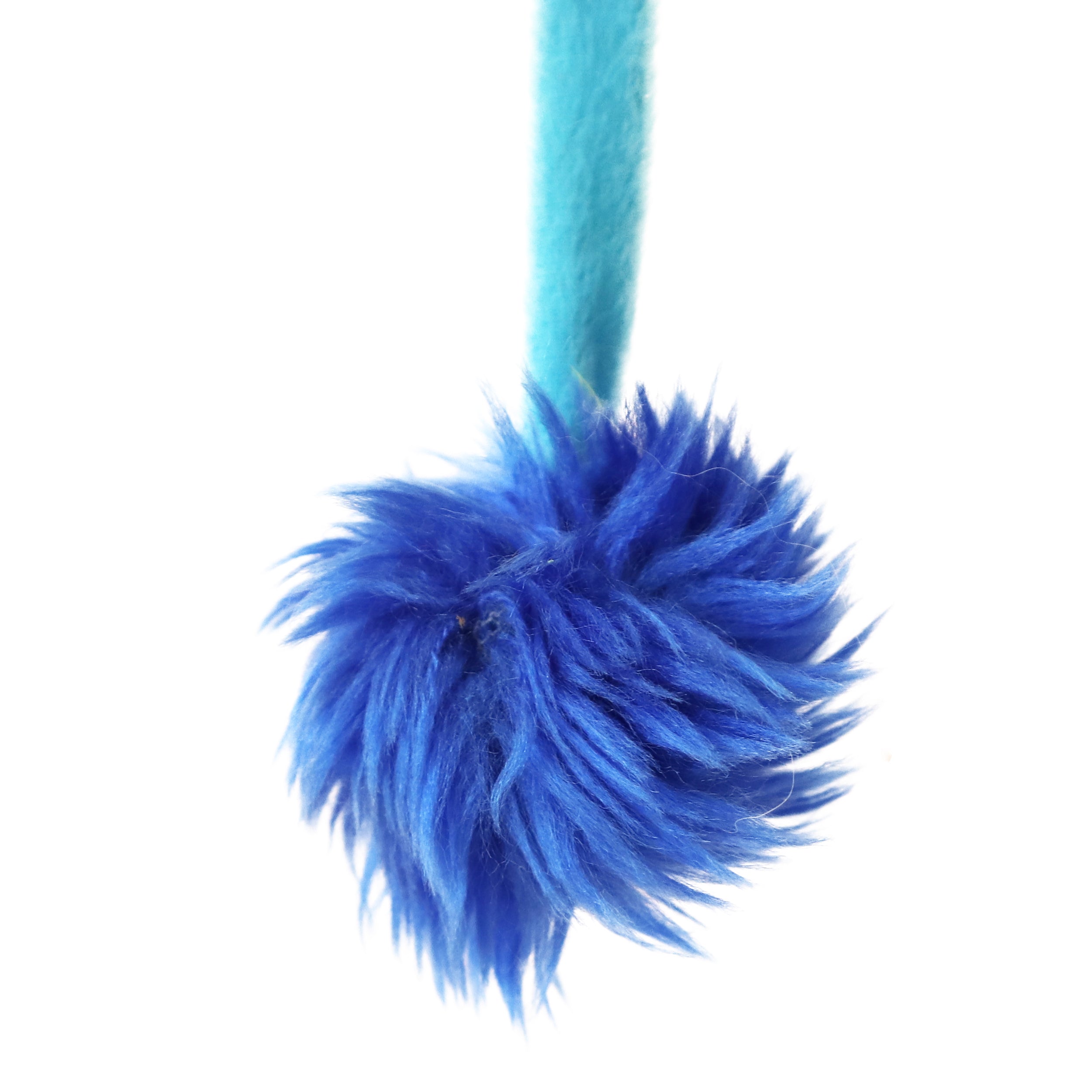 Interactive Crazy Cat Wand Stick toy Blue/Lilac with Blue Fuzzy Faux Fur Ball Fun String Cat toy for Cats and Kittens Detailed Blue Ball