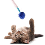 Load image into Gallery viewer, Interactive Crazy Cat Wand Stick toy Blue/Lilac with Blue Fuzzy Faux Fur Ball Fun String Cat toy for Cats and Kittens Detailed Model Kitty Excited Play
