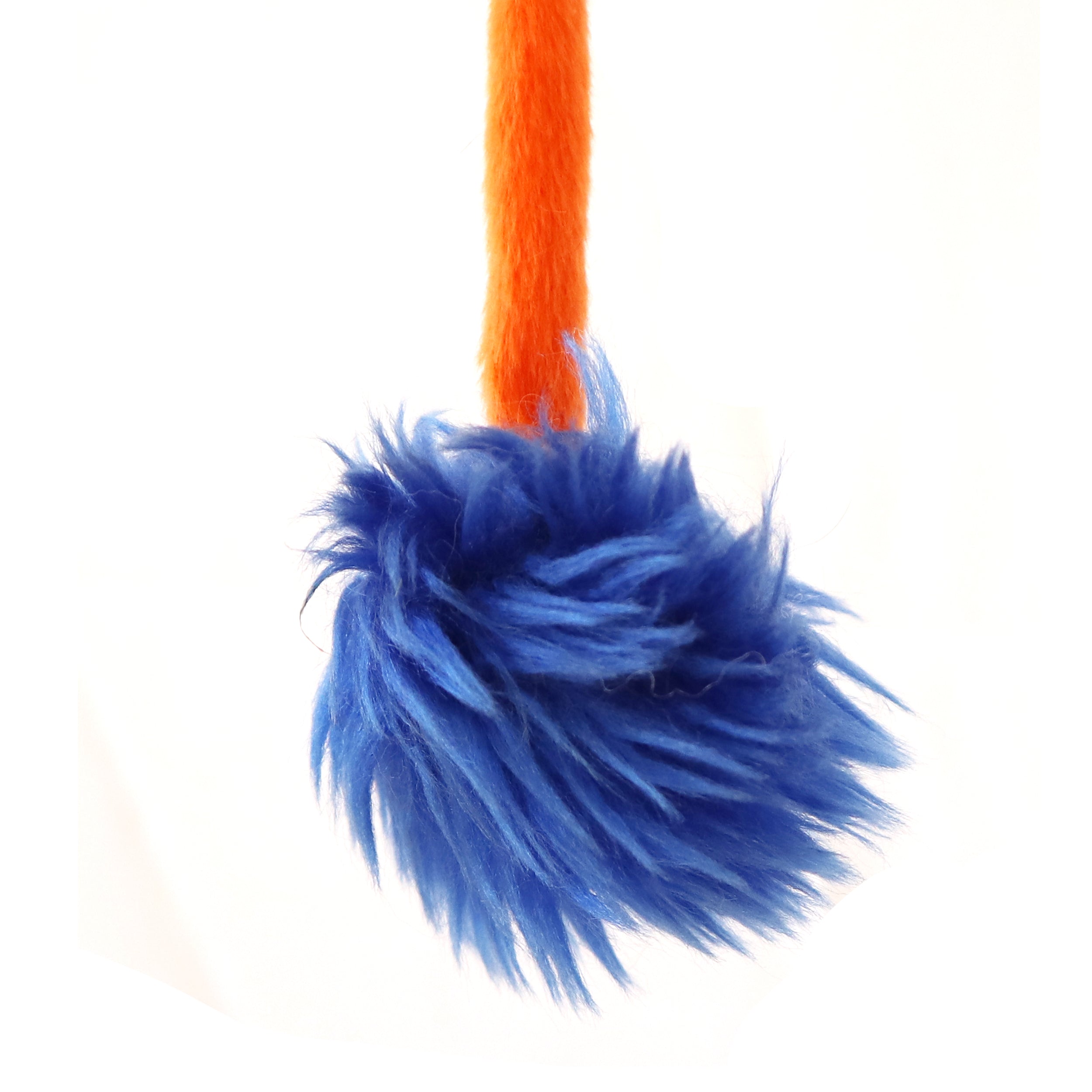 Interactive Crazy Cat Wand Stick toy Sunset Orange with Blue Fuzzy Faux Fur Ball Fun String Cat toy for Cats and Kittens Detailed Blue Ball