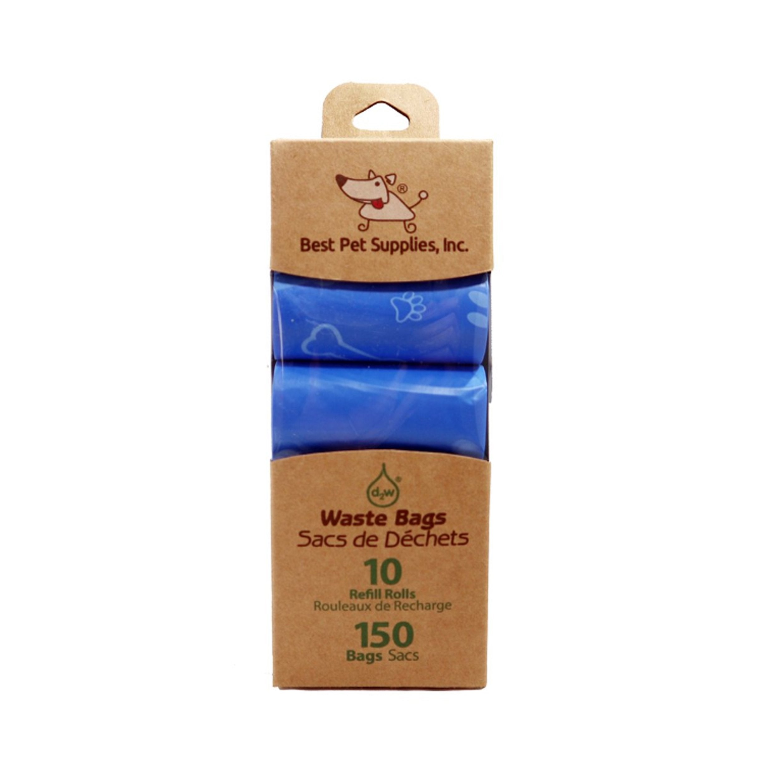 Best Pet Supplies 150 Waste Bags 10 Refill Rolls  New and Improved Fresh Scented, Fits all standard dispensers. Blue Bags with Bone Pattern. 