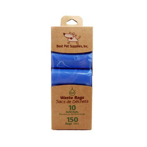 Best Pet Supplies 150 Waste Bags 10 Refill Rolls  New and Improved Fresh Scented, Fits all standard dispensers. Blue Bags with Bone Pattern. 