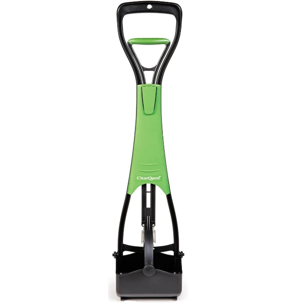 Clear Quest Poop Scooper for No mess Waste Management Green with Black Scooping Mechanisms 