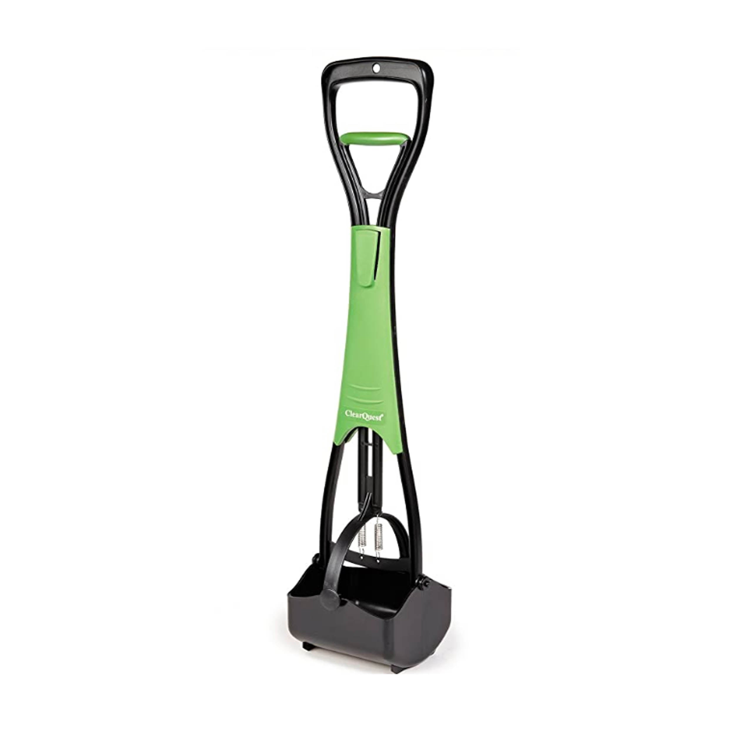 Clear Quest Poop Scooper for No mess Waste Management Green with Black Scooping Mechanisms