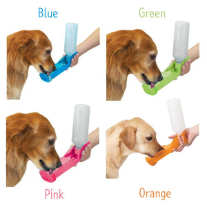 Guardian Gear Handi-Drink Water Dispenser for Pets, Golden Retriever drinking from Guardian Gear water bottle,  easy to use, portable for dogs of all sizes, perfect for hiking and travel, Perfect for large and small dogs