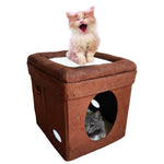 Load image into Gallery viewer, [Cat Bed] Feline Nuvo Midwest Curious Cat Cube Interactive Play Box
