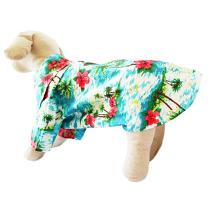 Casual Canine Tropical Blue and White Hawaiian Breeze Camp Shirt