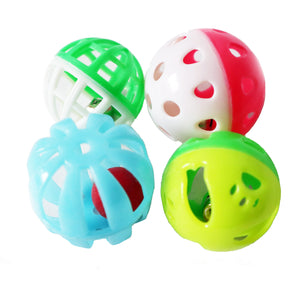 One pack Of 4 Piece MultiColored Different Sizes Bell Balls with A Variety of Patterns Fun Interactive Cat Toy For cats and kittens