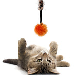 Load image into Gallery viewer, Leopard Print Fluffy Ball Interactive Cat Wand Stick Toy for Cats and Kittens Made with Faux fur and Black Plastic Stick Kitten Model Playing excited
