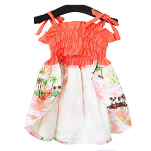 Casual Canine Coral Orange & White Hawaiian Breeze Sundress For Dogs