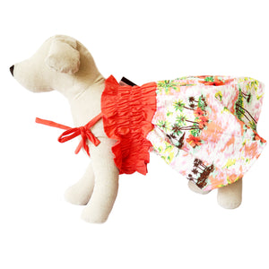 Casual Canine Coral Orange & White Hawaiian Breeze Sundress For Dogs