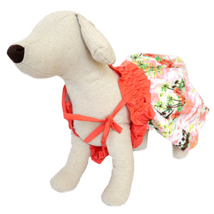 Casual Canine Coral Orange & White Hawaiian Breeze Sundress For Dogs